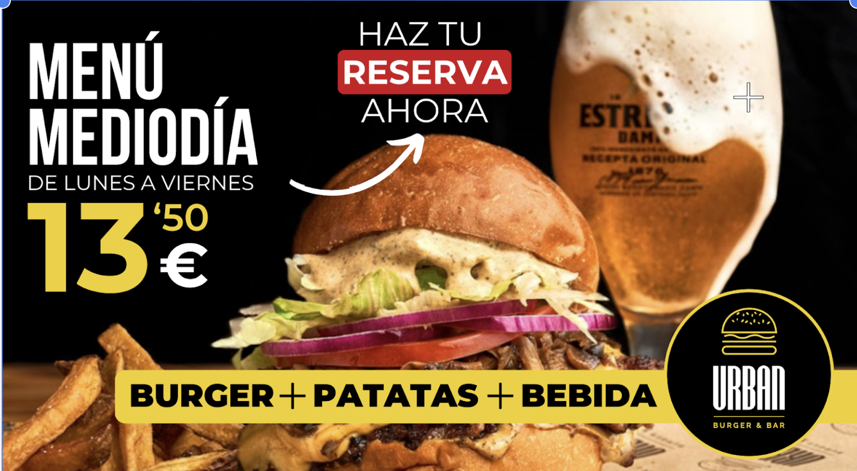 Oferta Menú del Día Urban Burger & Bar