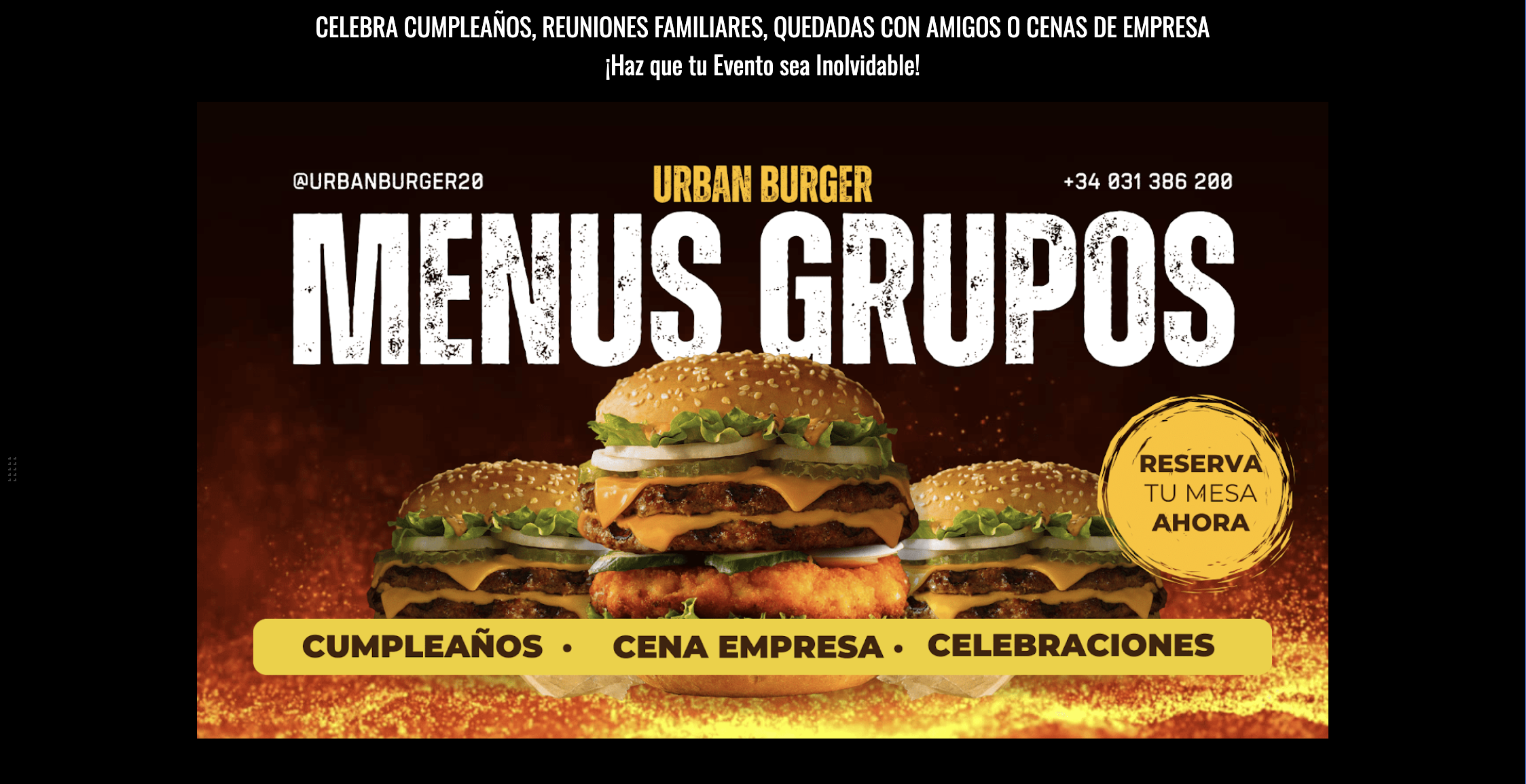 Menú para grupos Urban Burger