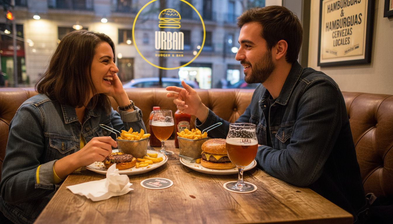 Una pareja saboreando un delicioso combo gourmet en pleno corazón de Barcelona.