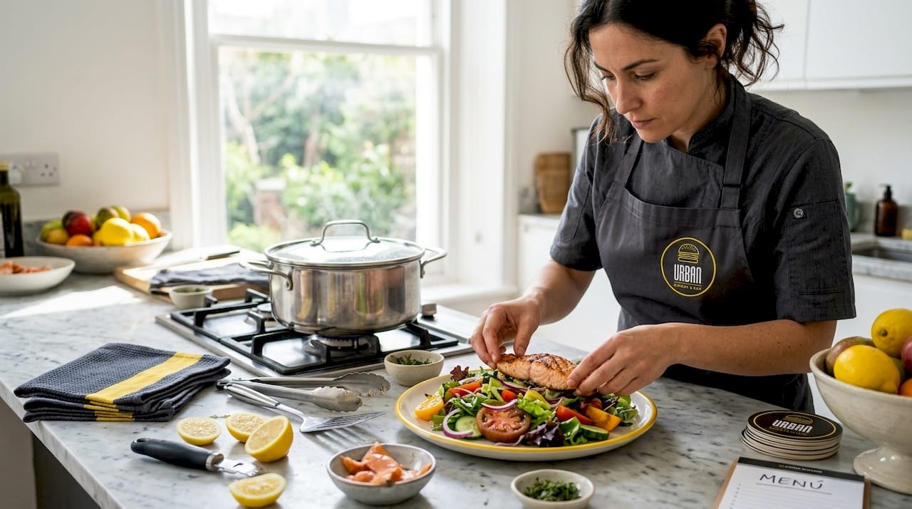 Cocinando un almuerzo gourmet en casa