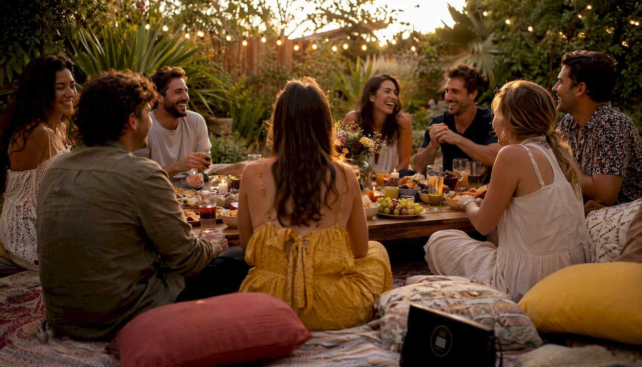 Un grupo de amigos disfrutando de una celebración en casa