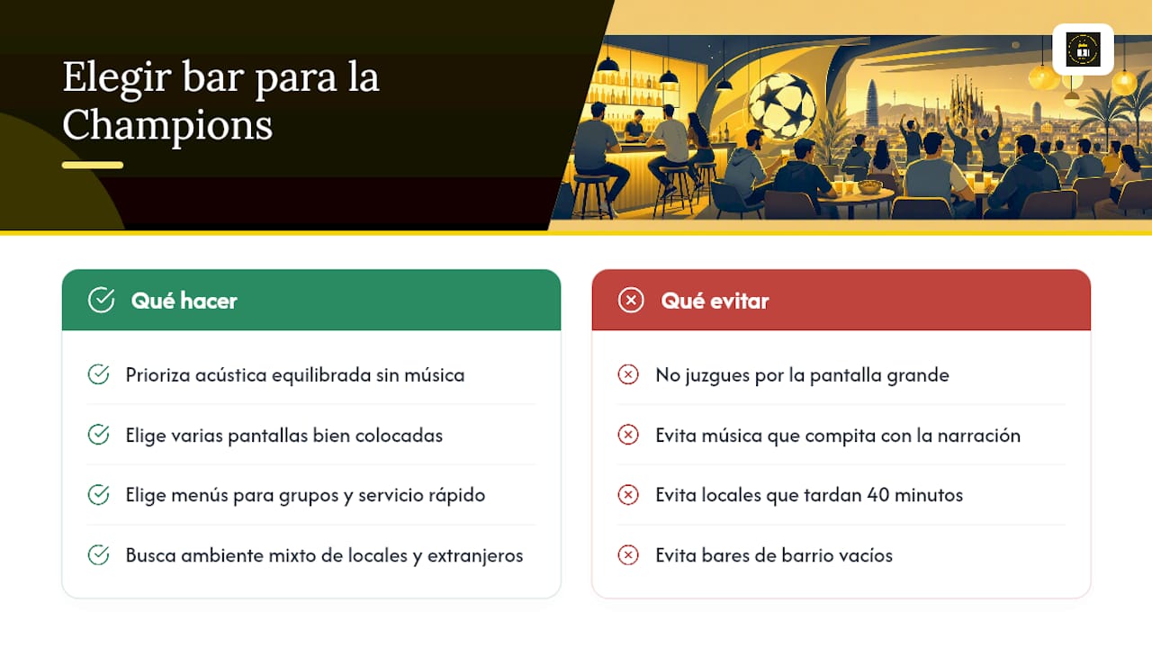 Lo que nadie te dice sobre elegir bar para ver la Champions — overview diagram