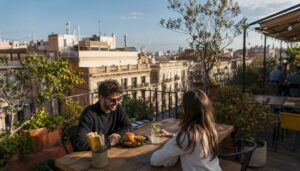 Menú típico de domingo con paella y una selección de tapas para compartir.