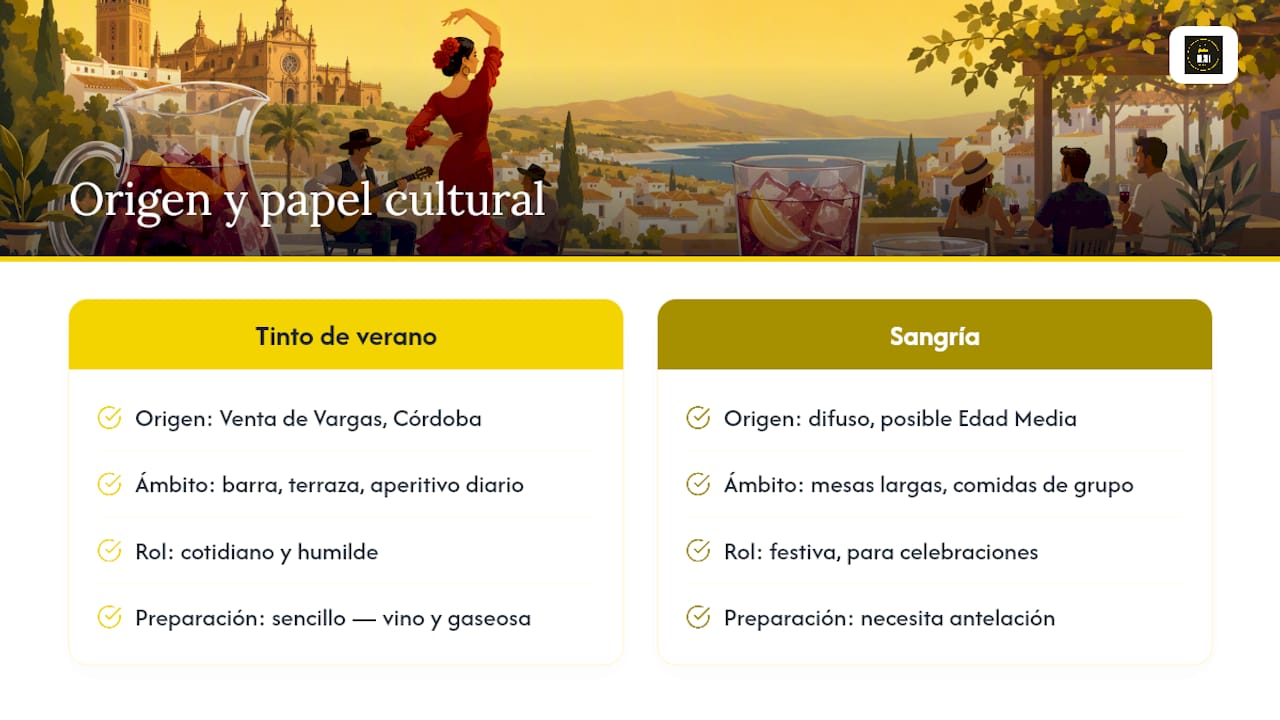 Origen y papel cultural en España de ambas bebidas — overview diagram