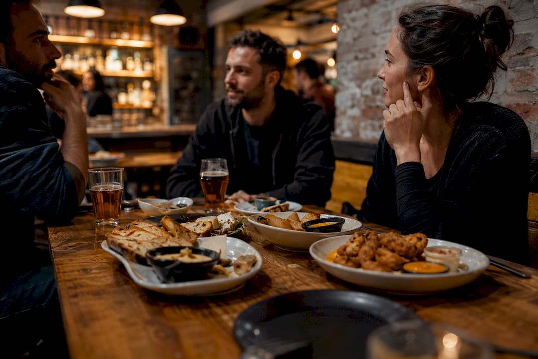Mesa con platos para cenar de manera informal y para compartir