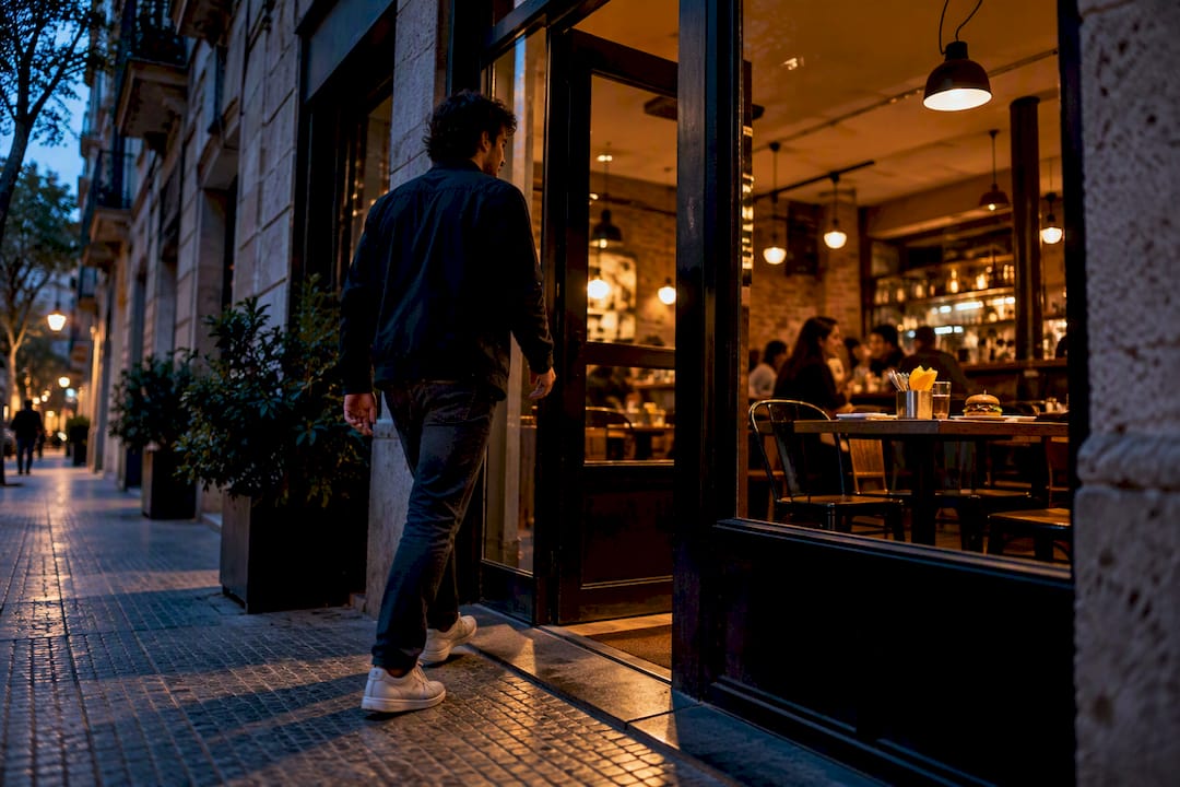 Acceso a hamburguesería abierta el domingo por la noche