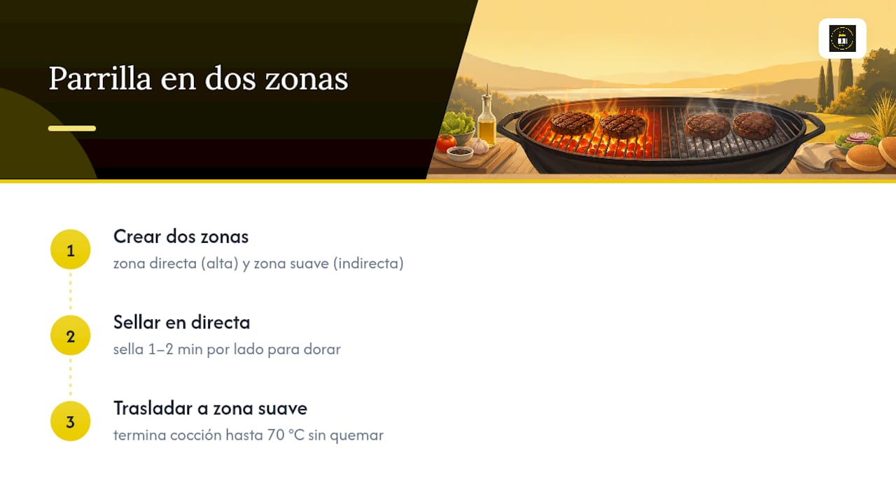 Parrilla con dos zonas de calor diferenciadas