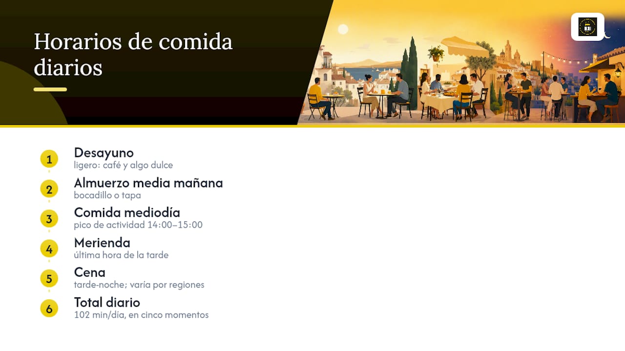 Horarios y costumbres para comer en España a lo largo del día — overview diagram