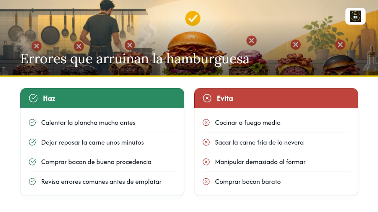 Los errores que arruinan una buena hamburguesa con bacon — overview diagram