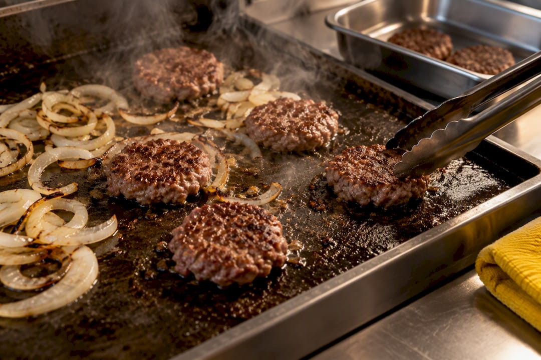 Mini hamburguesas con cebolla al vapor